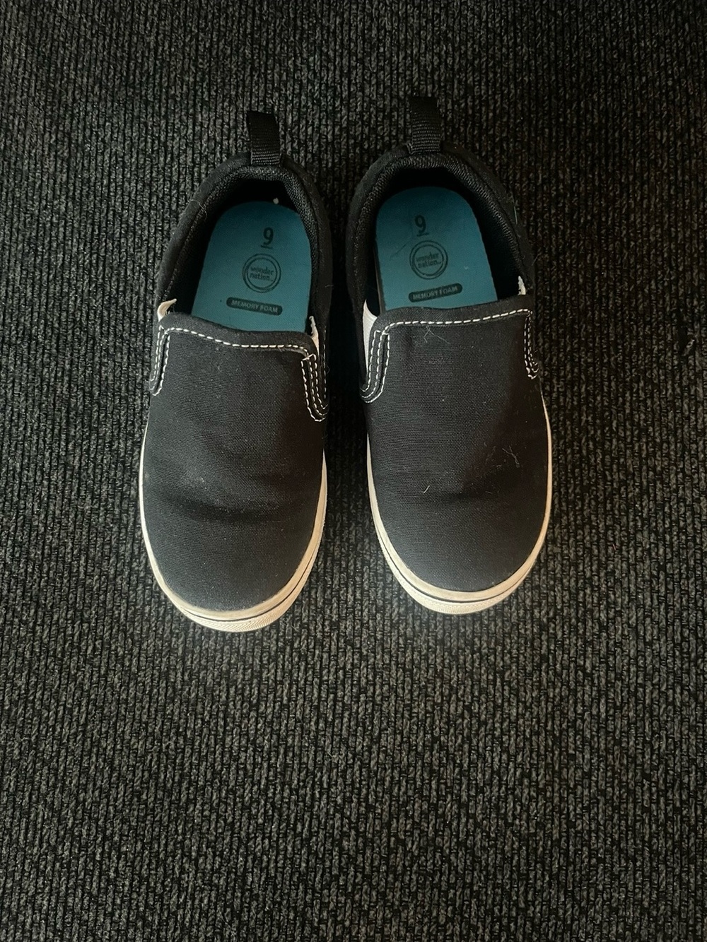 wonder nation Black Slip-On Canvas Sneakers for Kids
